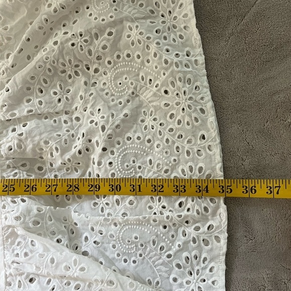 Boston Proper 100% Cotton White Eyelet Tiered Ruffle Dress Size Large Clean Girl - Picture 11 of 11
